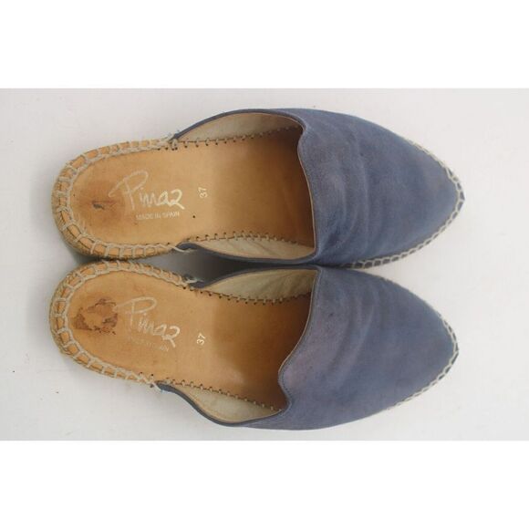 Pinaz blue suede espadrilles size 37 / 7 leather upper - Picture 10 of 11